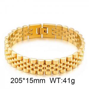 Gold wide watch chain men's bracelet - KB71931-DR