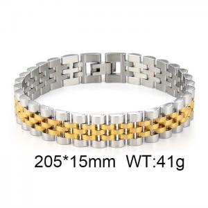 Men's gold wide watch chain bracelet - KB71932-DR