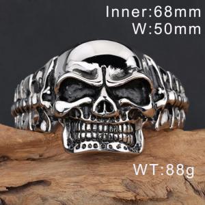 316L Stainless Steel Huge&Heavy Halloween Cool Skull Bangle - KB72188-BD