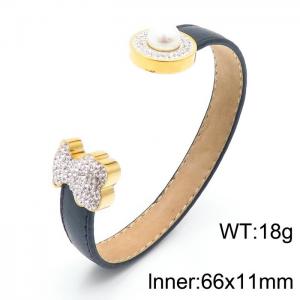 Stainless Steel Leather Bangle - KB94656-K