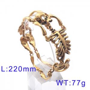Vintage Personality Exaggerated Skull Bone Men's Human Bone Gold Bracelet - KB94666-BD
