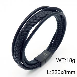 Stainless Steel Leather Bracelet - KB96397-K