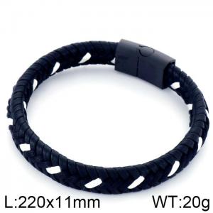 Stainless Steel Leather Bracelet - KB98733-K