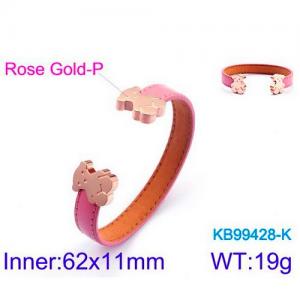 Stainless Steel Leather Bangle - KB99428-K