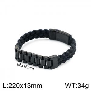 Stainless Steel Leather Bracelet - KB99945-K