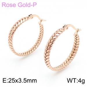 SS Rose Gold-Plating Earring - KE101887-KFC