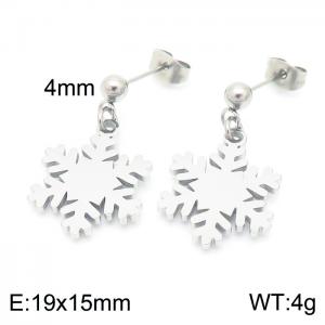 Christmas Gift Snowflake Steel Ball Earrings for Women - KE102580-Z