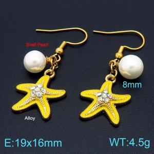 SS Shell Pearl Earrings - KE102720-Z