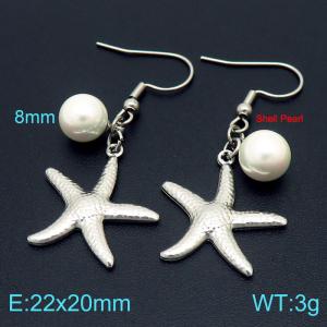 SS Shell Pearl Earrings - KE102723-Z