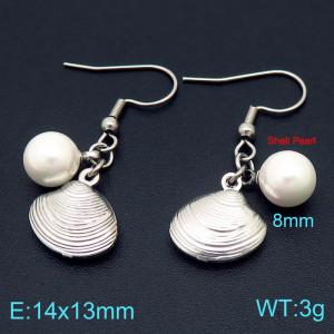 SS Shell Pearl Earrings - KE102724-Z