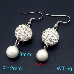 SS Shell Pearl Earrings - KE102727-Z