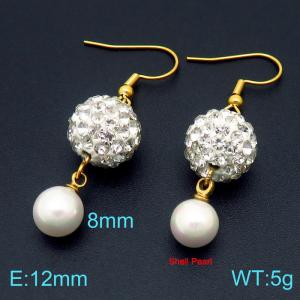 SS Shell Pearl Earrings - KE102728-Z