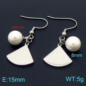 SS Shell Pearl Earrings - KE102729-Z