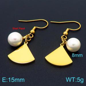 SS Shell Pearl Earrings - KE102730-Z
