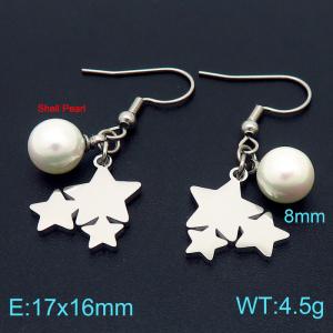 SS Shell Pearl Earrings - KE102731-Z
