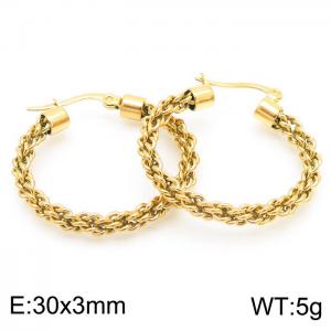 Stainless Steel Gold-Plating  Fashion Stud Cuff Cuban Chain Link Luxury Hoop Ladies Earring - KE104009-KFC