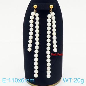 SS Shell Pearl Earrings - KE104818-Z