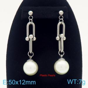 SS Shell Pearl Earrings - KE104833-Z