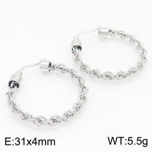 O Chain Design Hoop Earring Women Stainless Steel 304 Fashion Ear Jewelry - KE104910-KFC