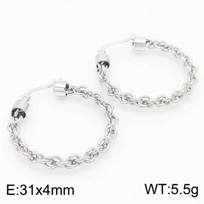 O Chain Design Hoop Earring Women Stainless Steel 304 Fashion Ear Jewelry