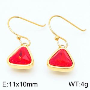 Gold-Plating Triangle Women Earing Red Color - KE105510-K