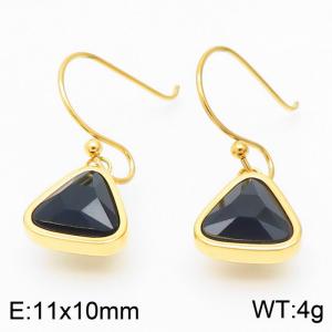 Gold-Plating Triangle Women Earing Black Color - KE105511-K
