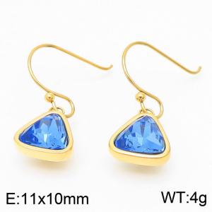 Gold-Plating Triangle Women Earing Blue Color - KE105512-K