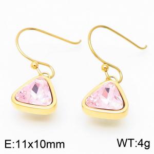 Gold-Plating Triangle Women Earing Pink Color - KE105514-K