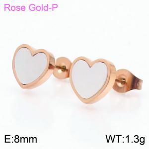 Stainless steel shell heart classic simple rose gold earring - KE106239-K