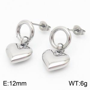 Women Polished Stainless Steel Love Heart Earrings - KE108867-GC