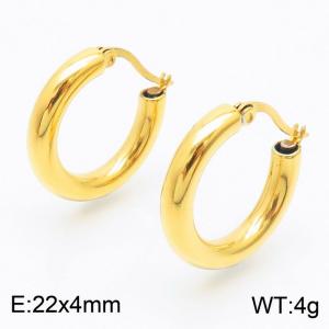 Women Casual Circle Polished Gold-Plated Stainless Steel Earrings - KE108868-GC