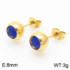 Blue Crystal gold stailess steel earrings - KE108997-KFC