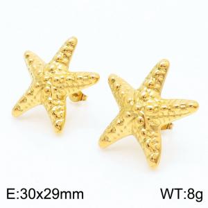 French Neptune Star Earring Women Stainless Steel Gold Color - KE109050-KFC