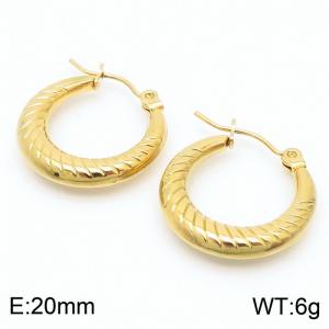 Stainless steel golden U-shaped crescent twill creative earrings - KE109333-LO