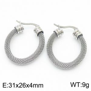 Stainless steel round mesh chain earrings - KE109349-LO