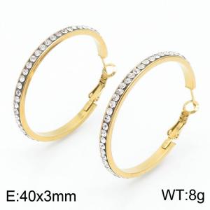 Women's earrings with stainless steel zircon ring - KE109359-LO