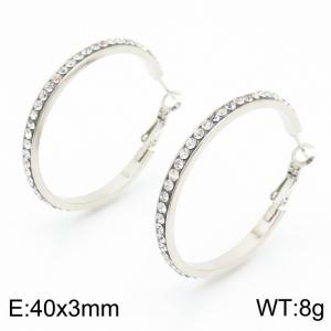 Women's earrings with stainless steel zircon ring - KE109360-LO