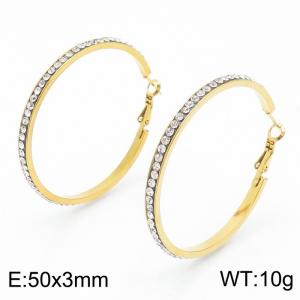 Women's earrings with stainless steel zircon ring - KE109361-LO