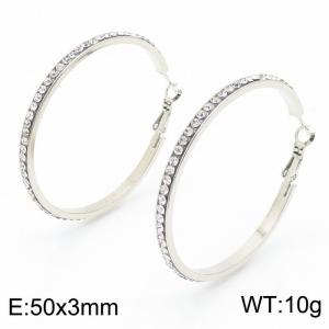 Women's earrings with stainless steel zircon ring - KE109362-LO