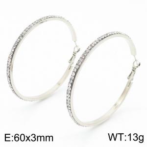 Women's earrings with stainless steel zircon ring - KE109364-LO