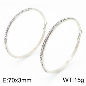 Women's earrings with stainless steel zircon ring - KE109366-LO