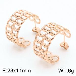 ersonality Twisted Pattern Stainless Steel Earring for Women Color Rose Gold - KE109384-KFC