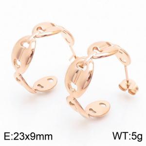 Simple Luxury Twisted Pattern Stainless Steel Earring for Women Color  Rose Gold - KE109387-KFC