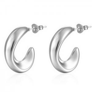 French Retro Titanium Steel Stud Earrings Geometric Silver C Shaped Earrings - KE109503-WGMW
