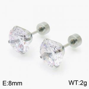 Wholesale 8mm CZ Crystal Stud Earrings Stainless Steel Earrings For Women - KE109510-WGJJ