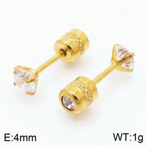 Women Popular 4mm Zircon Crystal Stud Earrings Gold-Plated Stainless Steel Earrings - KE109514-WGJJ