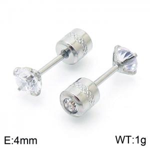 Women Popular 4mm Zircon Crystal Stud Earrings Stainless Steel Earrings - KE109516-WGJJ