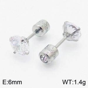 Popular 6mm Zircon Crystal Stud Earrings Stainless Steel Earrings For Women - KE109519-WGJJ