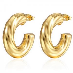 CC Shape 18K Vacuum Plating Earrings Stainless Steel Twist Hollow Hoop Earrings - KE109536-WGMW