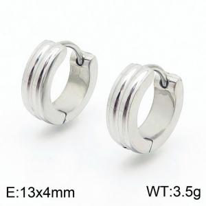 13 * 4mm curved stripe ear buckle, stainless steel male and female earring - KE109642-XY